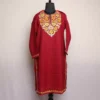 Maroon Kashmiri Summer Cool Cotton Kurta with Aari Embroidery