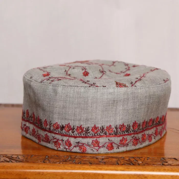 Shab-e-Kashmir Grey Toosha Hand Sozni Cap