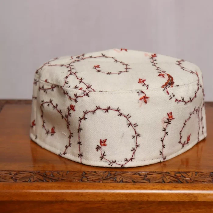 Nizamuddin White Toosha Hand Sozni Cap | Akh Aftab