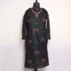 Black Shahi Kashmiri Sozni Handwork Cotton Kurta
