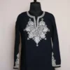 Black Rayon Cotton Kurti with Silver Tilla Embroidery