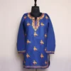 Kashmiri Kurti- Blue Short Ruby Cotton with Aari Embroidery