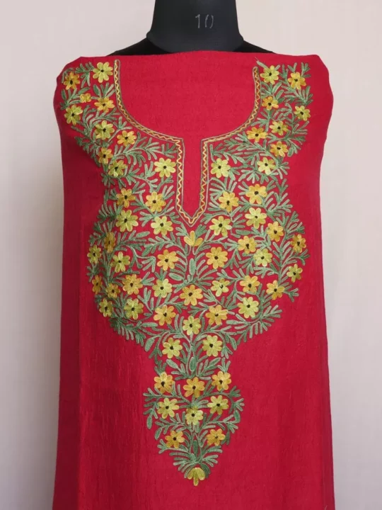 Maroon Nazakat Crush Cotton 2pc Suit with Aari Work