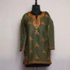 Dark Green Short Ruby Cotton Kurta with Boti Aari Embroidery