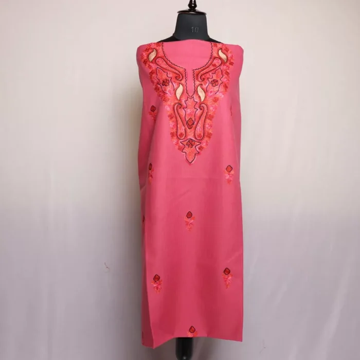 Dark Pink Ruby Cotton 2pc Suit with Aari Zari Work - Image 2
