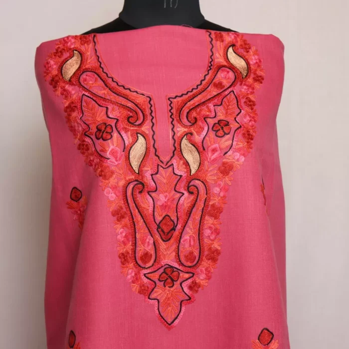 Dark Pink Ruby Cotton 2pc Suit with Aari Zari Work