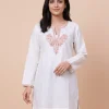 Off White Cotton Kurti with Tilla Embroidery