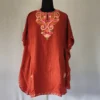 Rust Kashmiri Embroidery Girls Summer Crush Cotton Kaftan