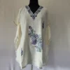White Daman Girls Crush Cotton Short Kaftan for Summer With Kashmiri Embroidery