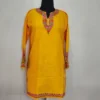 Kashmiri Summer Kurti - Yellow Short Cotton with Aari Embroidery