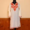 Gaash White Summer Cool Cotton Kurta with Aari Embroidery