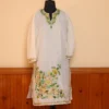 Tulmul  White Summer Cotton  Kurta with Aari Embroidery