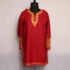 Kashmiri Summer Kurti - Maroon Short Cotton with Aari Embroidery