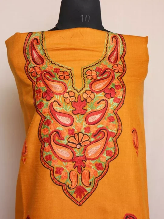 Mustard Ruby Cotton 2pc Suit with Badami Aari Embroidery