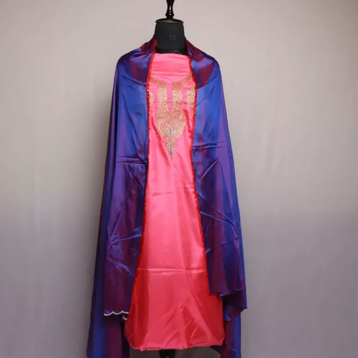 Tilla Embroidered Pink Silk 3pc Suit