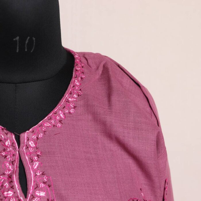 Purple Barbara Kashmiri Sozni Handwork Cotton Kurta - Image 3