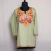 Kashmiri Summer Kurti - Light Green Short Cotton with Aari Embroidery