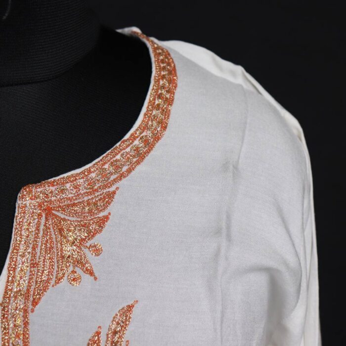 White Rayon Cotton Kurti with Tilla Embroidery - Image 3