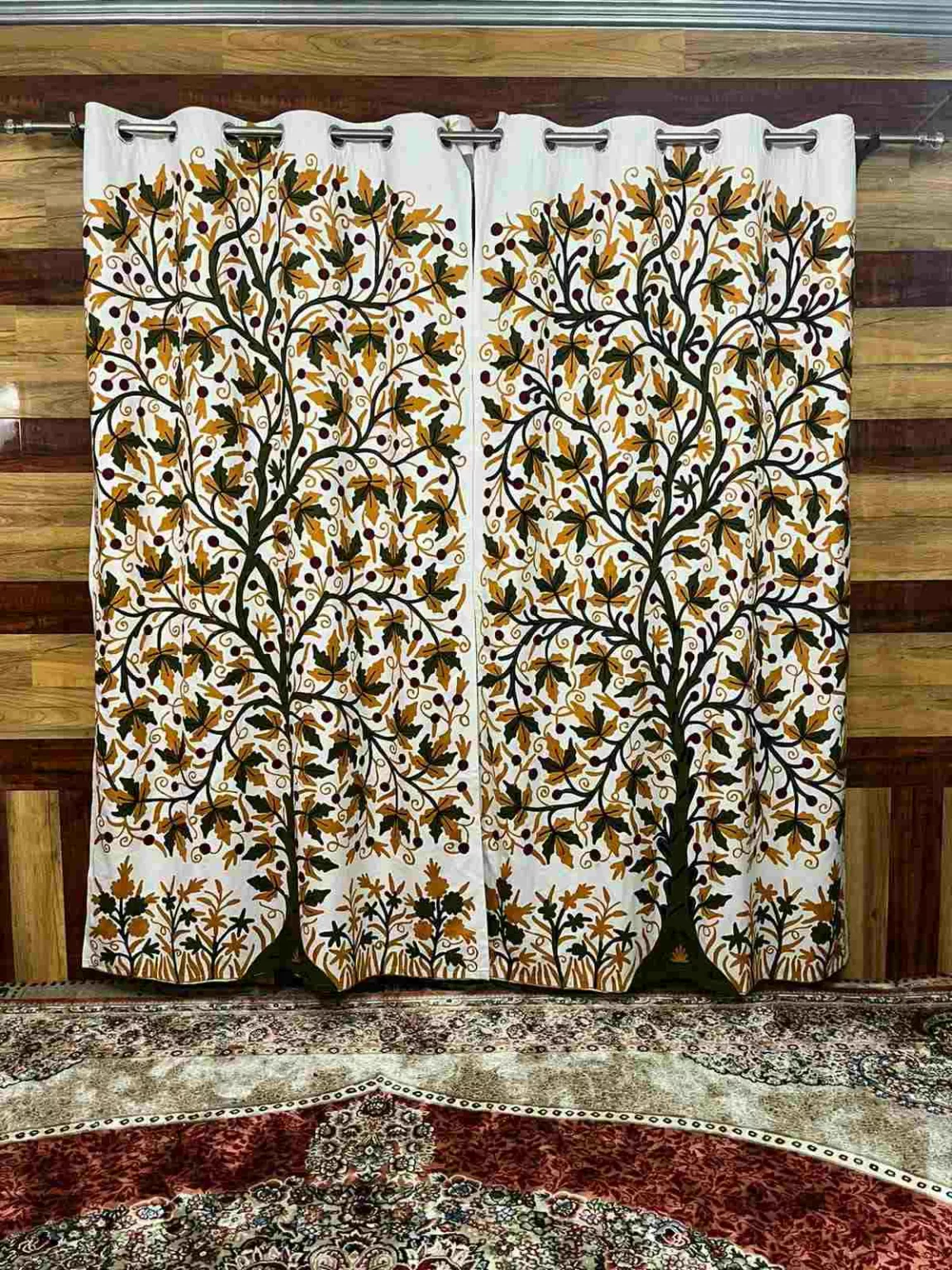 Boulevard Chinar Crewel Work Kashmiri Curtain