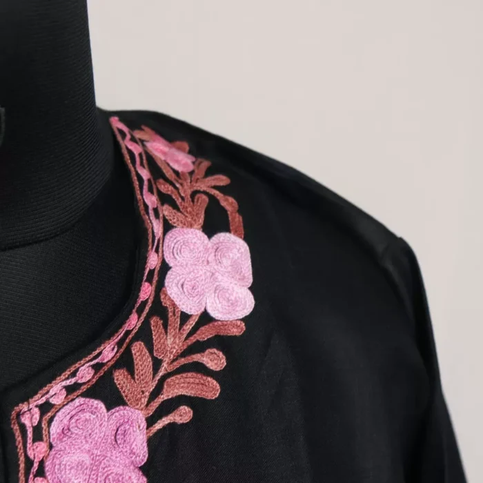 Black Floral Kashmiri Cotton Aari Kashmiri Co-ord Set - Image 3