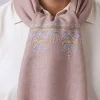 Humayun Light Brown Woolen Kashmiri Muffler With Blue Yellow Hand Sozni Embroidery