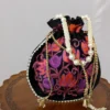 Black Mehnaaz Makhmal Potli Bag from Kashmir With Aari Embroidery