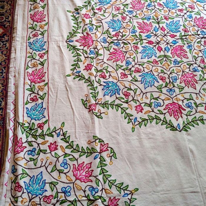 The Shalimar Baagh Double Bedsheet Mandala with Hand Crewel Embroidery | Bed Cover - Image 2