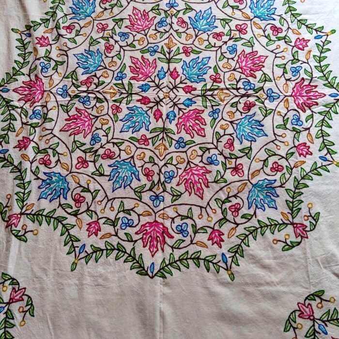 The Shalimar Baagh Double Bedsheet Mandala with Hand Crewel Embroidery | Bed Cover - Image 3