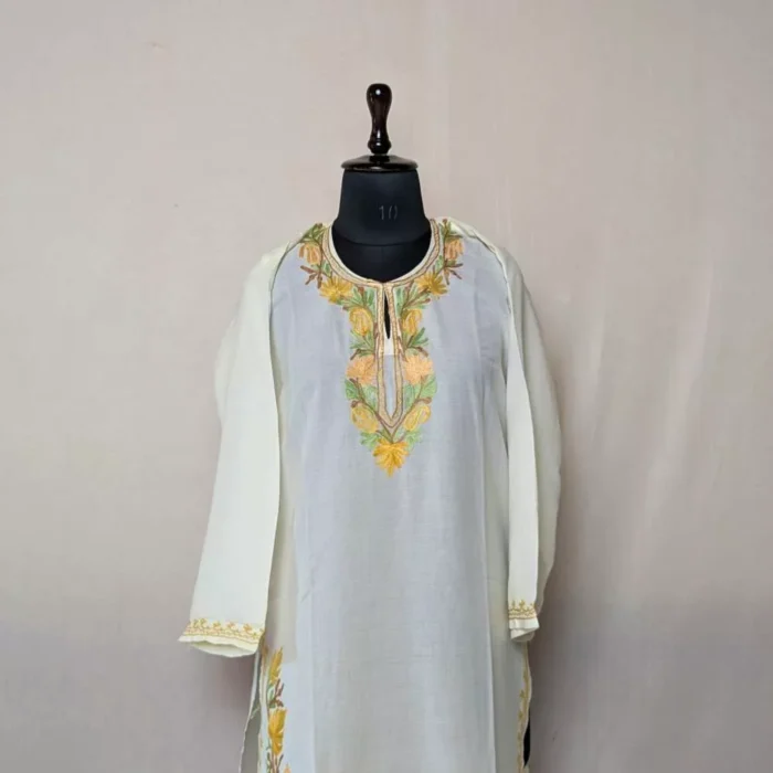 Summer Kurta Nadir Off White with Chinar Damaan Aari Embroidery XL - Image 2