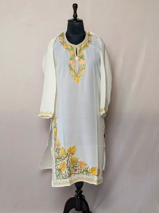 Summer Kurta Nadir Off White with Chinar Damaan Aari Embroidery XL