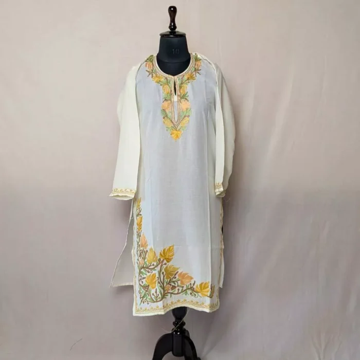 Summer Kurta Nadir Off White with Chinar Damaan Aari Embroidery XL