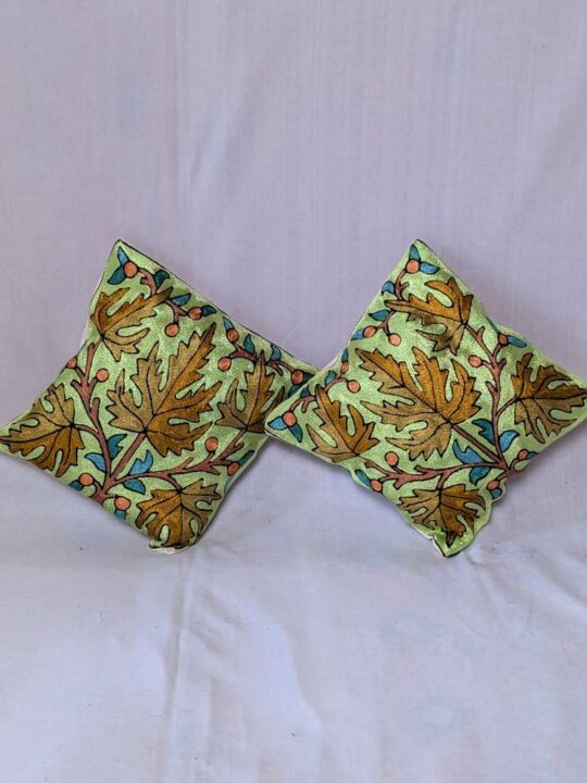 Green Chinari Barzul Chainstitch Cushion Cover 12×12 – Set of 2