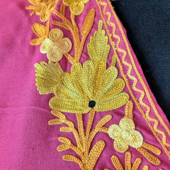 Pink Sarposh Kashmiri Kaftan Set with Aari Embroidery - Image 2