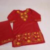 Sara Begum Maroon Kashmiri Kids Girls Dress for Summer: Kurta With Trousers (3-4 Y)