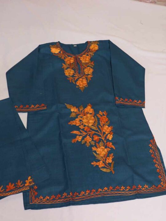 Blue Zubin Girls Dress for Summer: Kurta Set With Trousers (5-6Y)