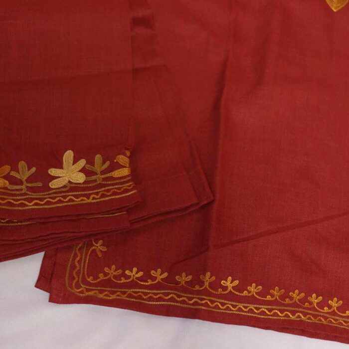 Maroon Mehr Kashmiri Kids Girls Kurti With Trousers With Chinari Aari Embroidery (4-5Y) - Image 2