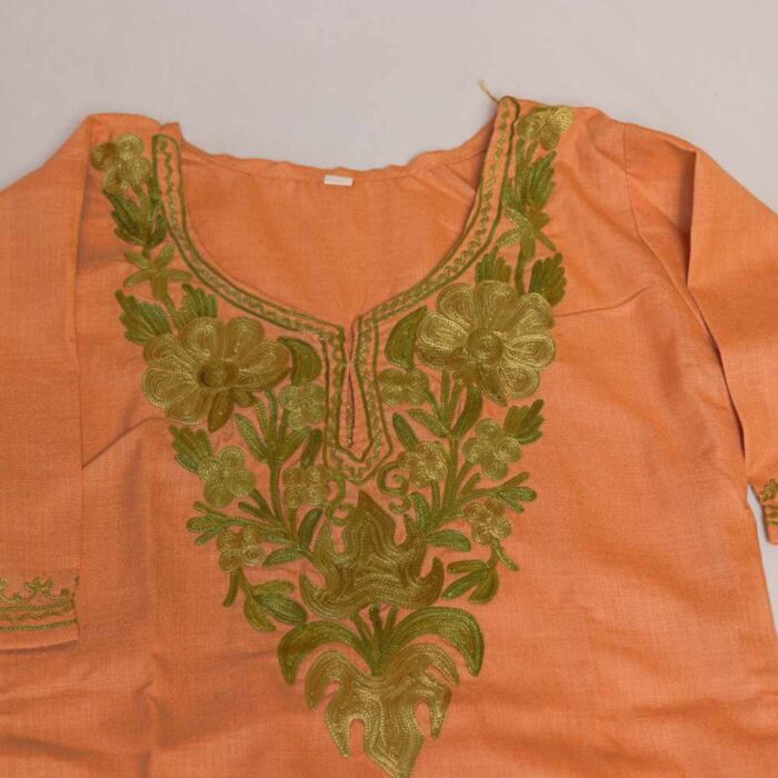 Onion Pink Kashmiri Kids Sara Begum Girls Dress for Summer: Kurta Set With Trousers (2-3 years) - Image 3