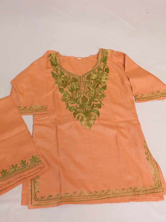 Onion Pink Kashmiri Kids Sara Begum Girls Dress for Summer: Kurta Set With Trousers (2-3 years)