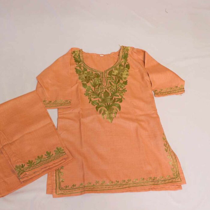 Onion Pink Kashmiri Kids Sara Begum Girls Dress for Summer: Kurta Set With Trousers (2-3 years)