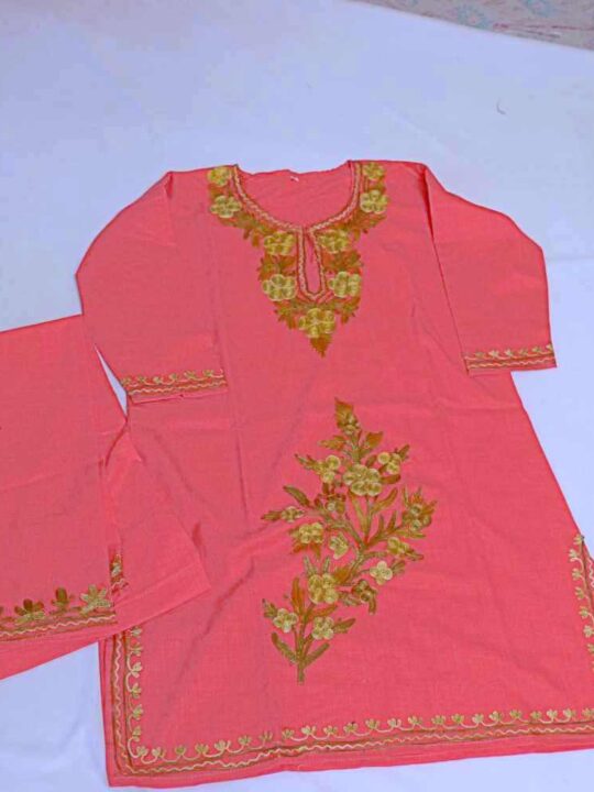 Zubeda Pink Girls Dress for Summer: Kurti Set With Trousers (2-3Y)