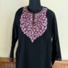 Black Paper Machie Gulab Raffal Kashmiri Pheran