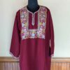 Maroon Eshal Raffal Kashmir Box Pheran with Hand Aari Embroidery