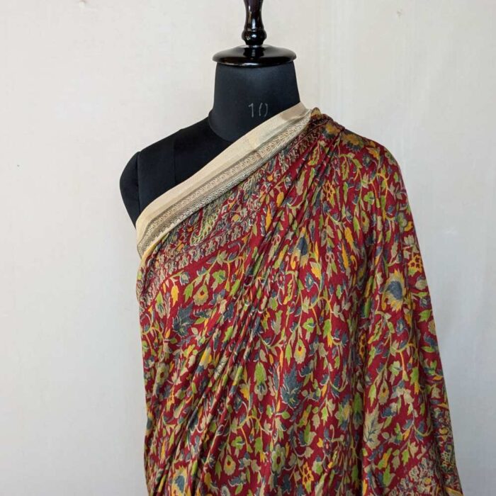 Maroon Noorjahan Kani Print Saree - Image 3