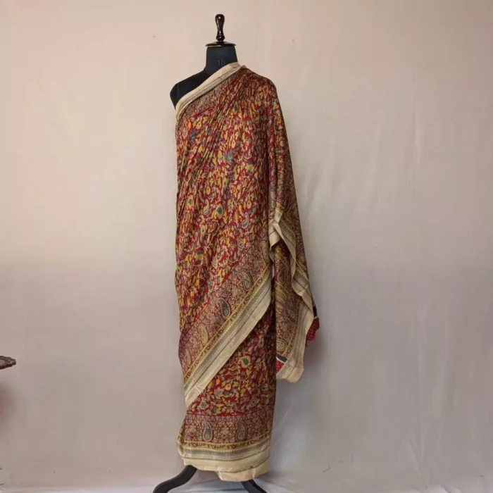 Maroon Noorjahan Kani Print Saree