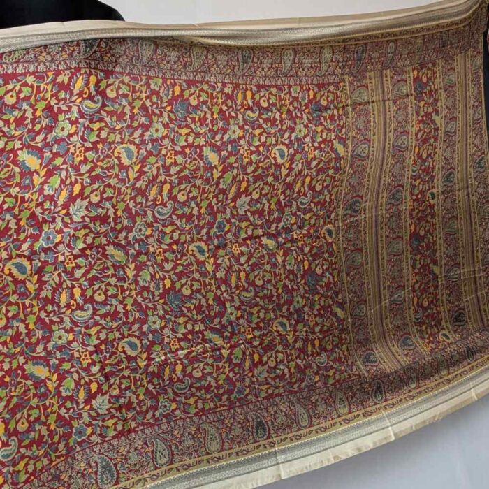 Maroon Noorjahan Kani Print Saree - Image 4