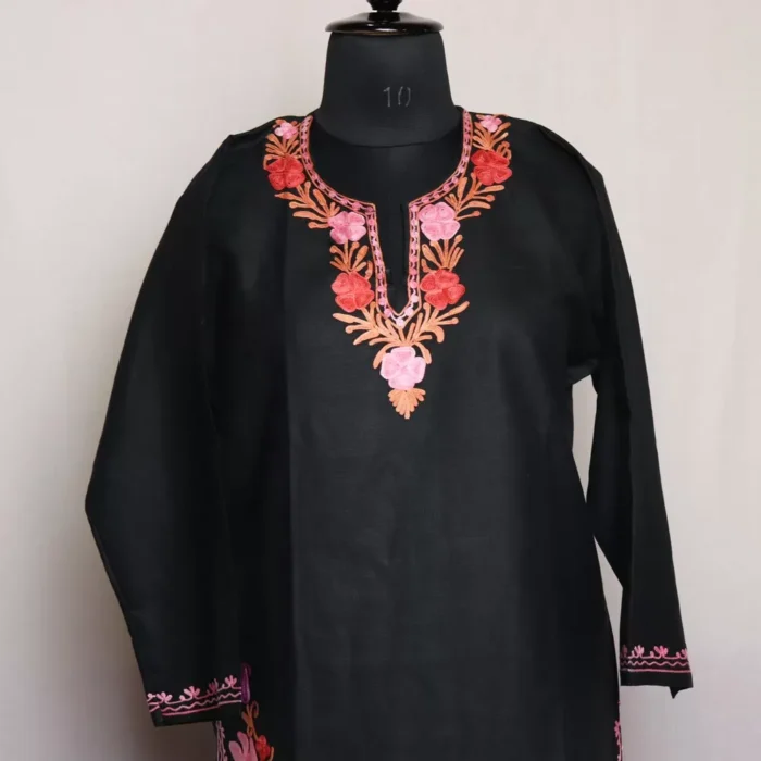 Black Miri Cotton Aari Kashmiri Co-ord Set - Image 2