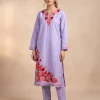 Purple Naaz Cotton Aari Kashmiri Co-ord Set