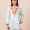 Kashmiri Summer Kurti - Light Color Short Cotton with Aari Embroidery