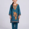 Blue Zubin Girls Dress for Summer: Kurta Set With Trousers (6-7 Years)