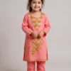 Zubeda Pink Girls Dress for Summer: Kurti Set With Trousers (2-3 Years)